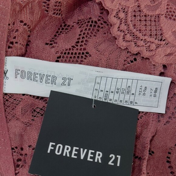 FOREVER 21 Women’s Lingerie Mauve Teddy Brazilian Cut Lace Sheer NWT Size M - Picture 8 of 10